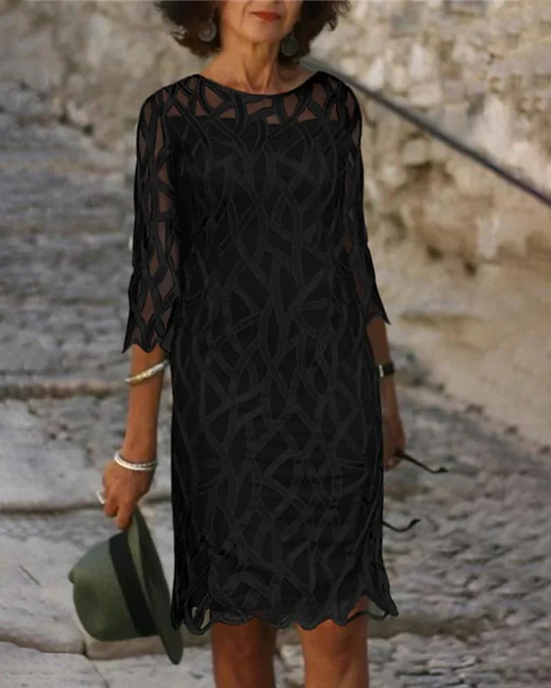 Women's Solid Color Cutout Mesh Dress