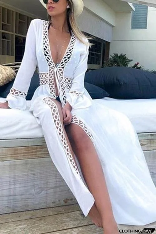 Hollow Lace Up Cardigan