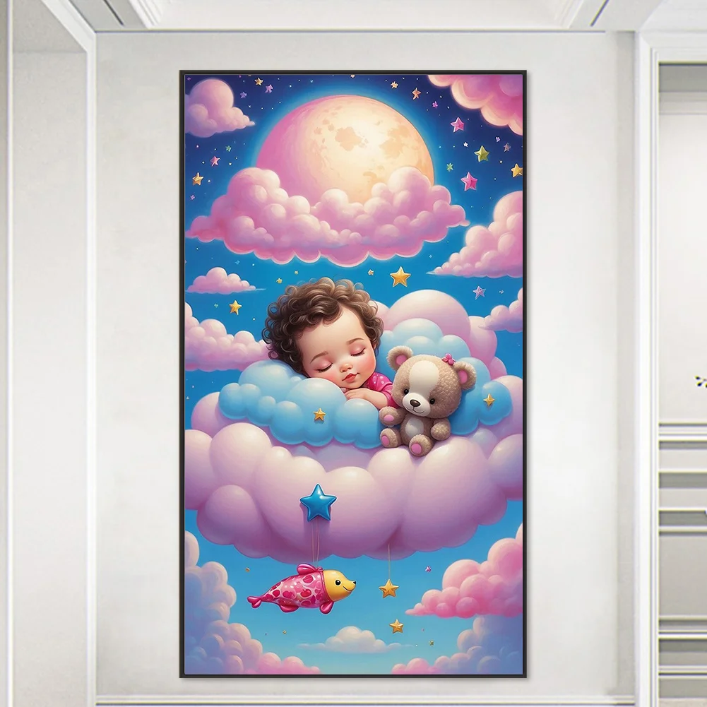 Diamond Painting - Full Round Drill - Clouds Sleeping Kid(Canvas|40*70cm)