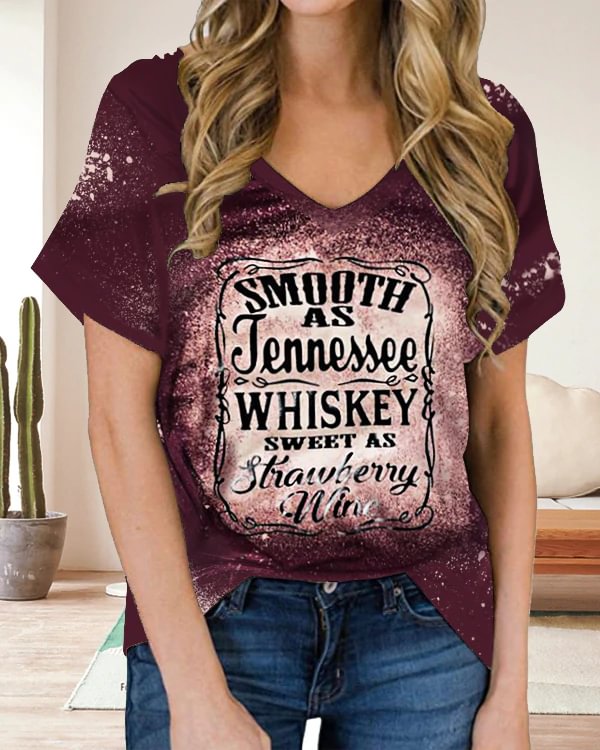 Smooth As Tennessee Whisky Sweet As Strawberry Wine V-Neck T-shirt