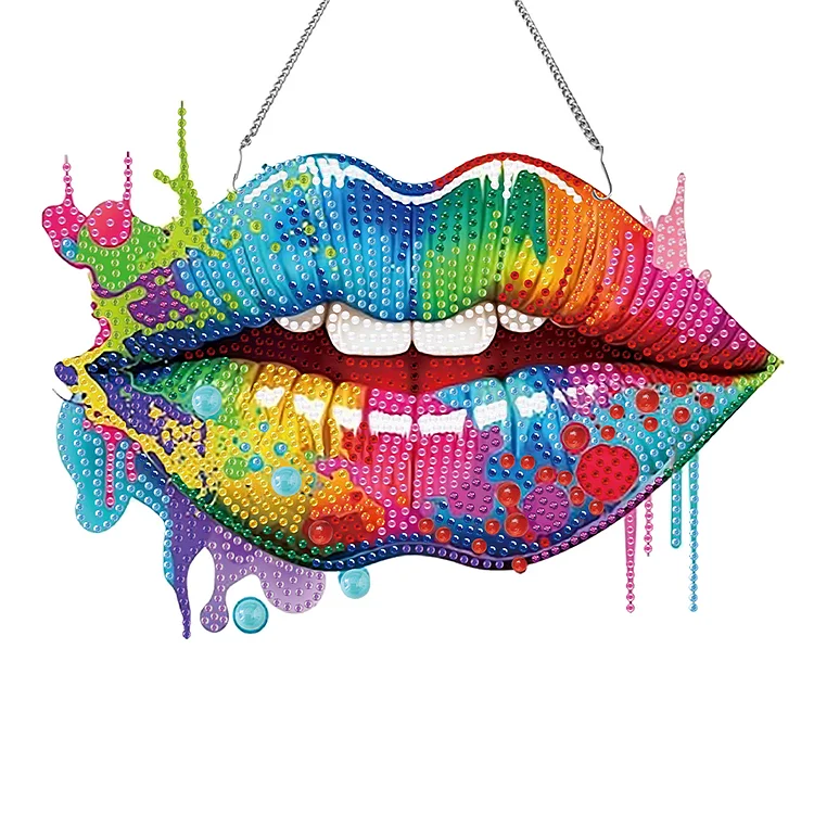 Acrylic Special Shape Colored Lip Diamond Painting Decor for Garden Window Decor