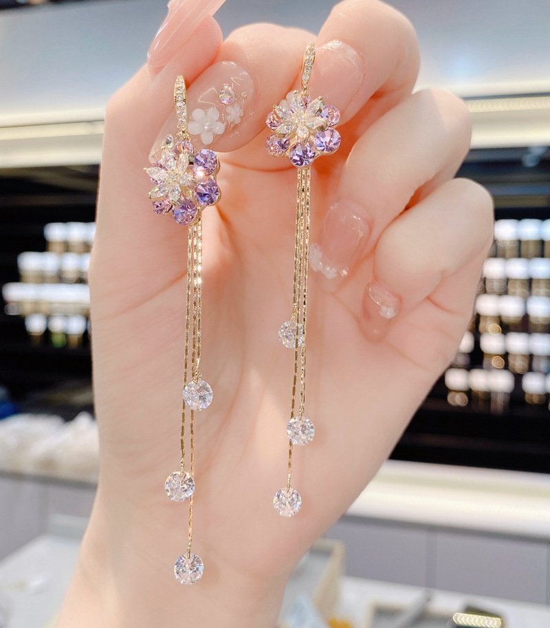 (🌸New Spring) Purple Flower Tassel Earrings
