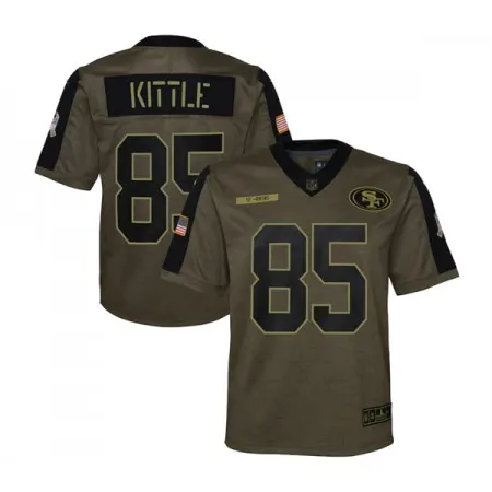 Youth San Francisco 49ers #85 George Kittle 2021 Olive Salute To Service Limited Stitched Jersey