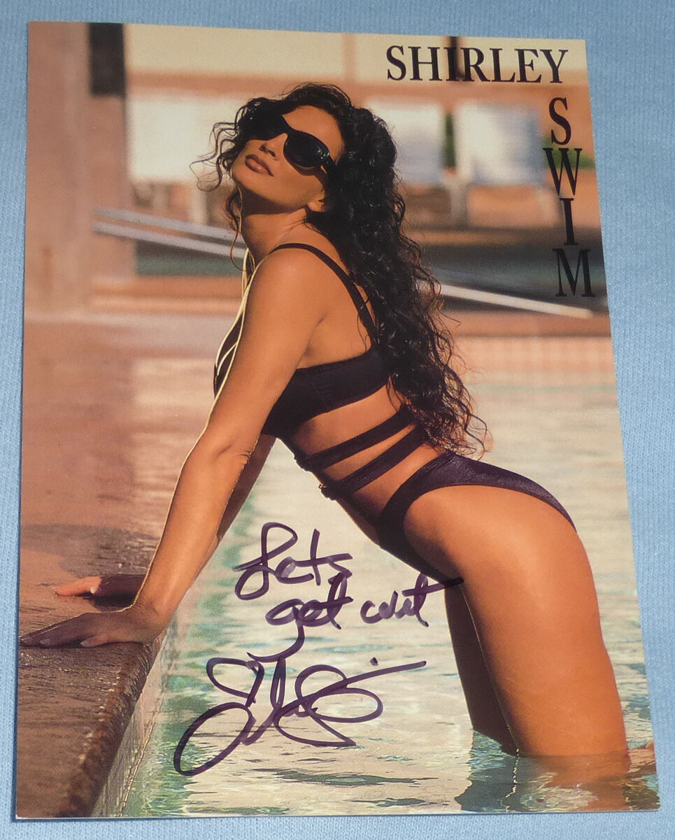 Julie Strain Signed 4x6 Shirley Swim Promo PostCard Modeling Photo Poster painting Autograph Wet