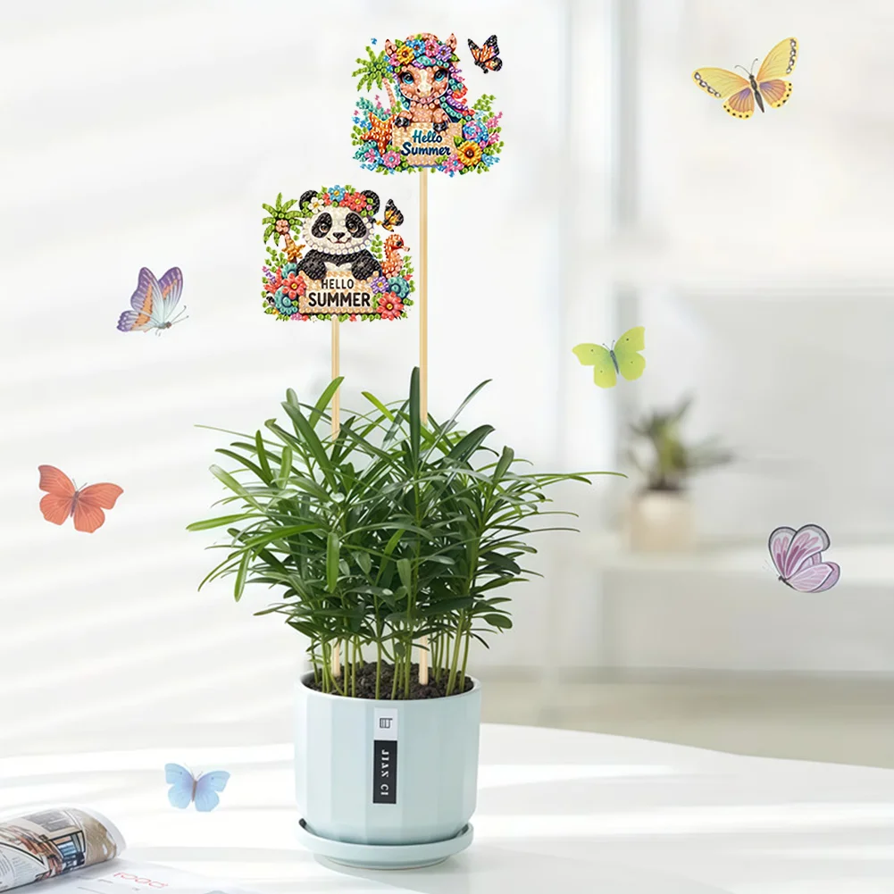 6Pcs DIY Stakes Diamond Painting Kits Diamond Art Kits (Summer Animals)