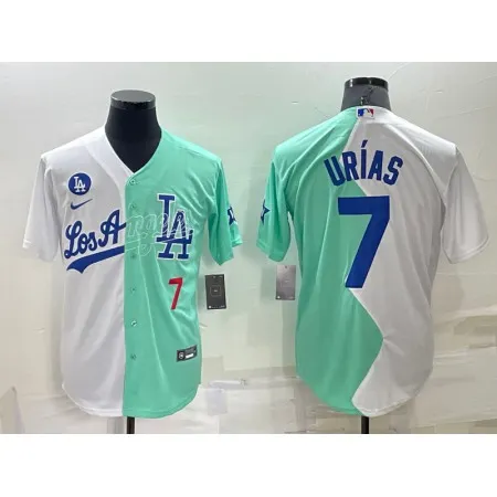 Men's Los Angeles Dodgers #7 Julio Urias 2022 All-Star White/Green Cool Base Stitched Baseball Jersey KAT3
