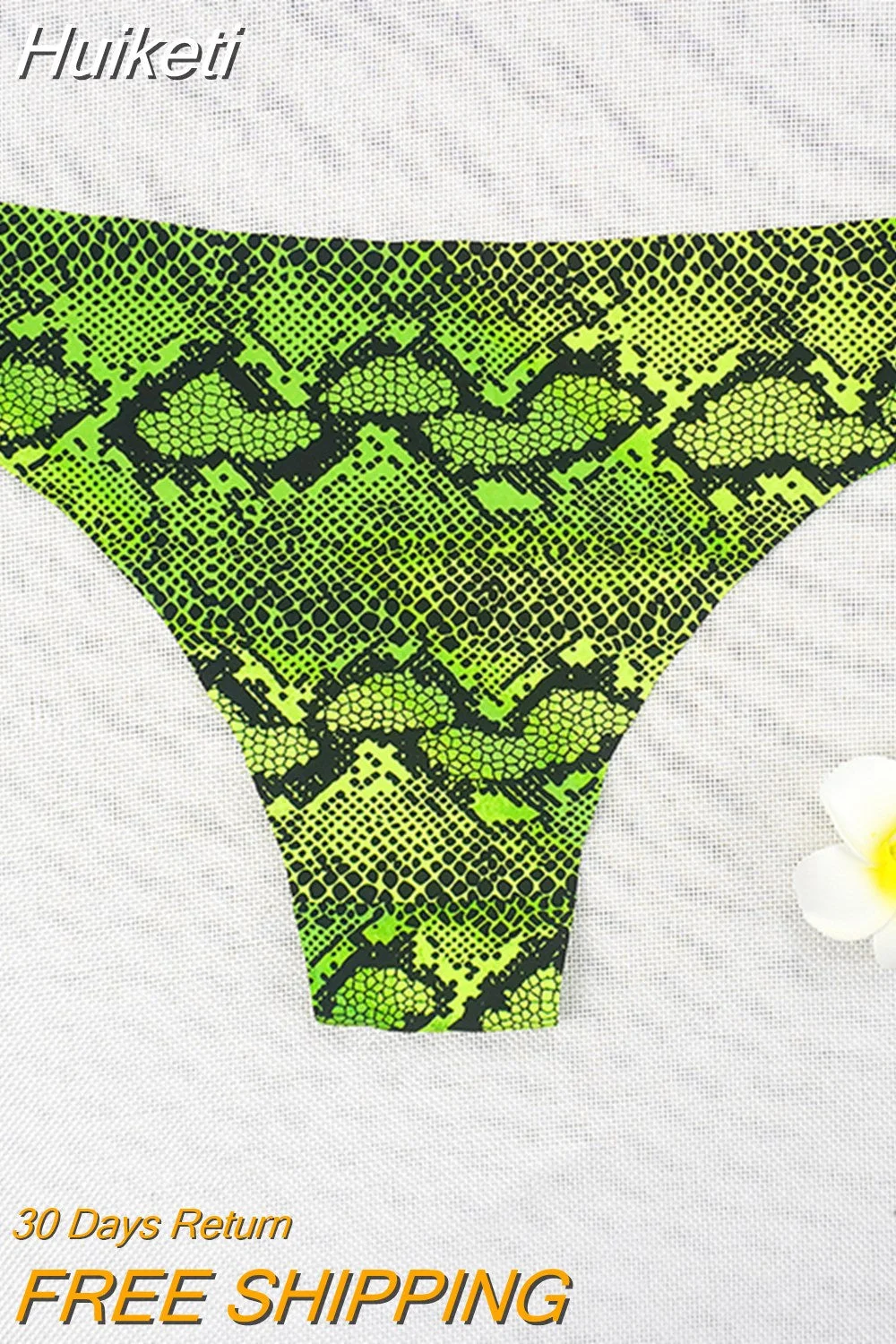 Huiketi Seamless Underwear Tangas Women Sexy Thong Leopard Snake Pattern G String Ice Sports Fashion Hot Brazilian Panties