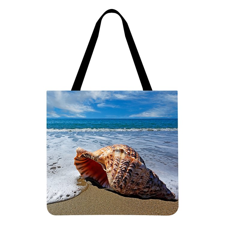 Linen Tote Bag - Blue Ocean Starfish Beach Sand