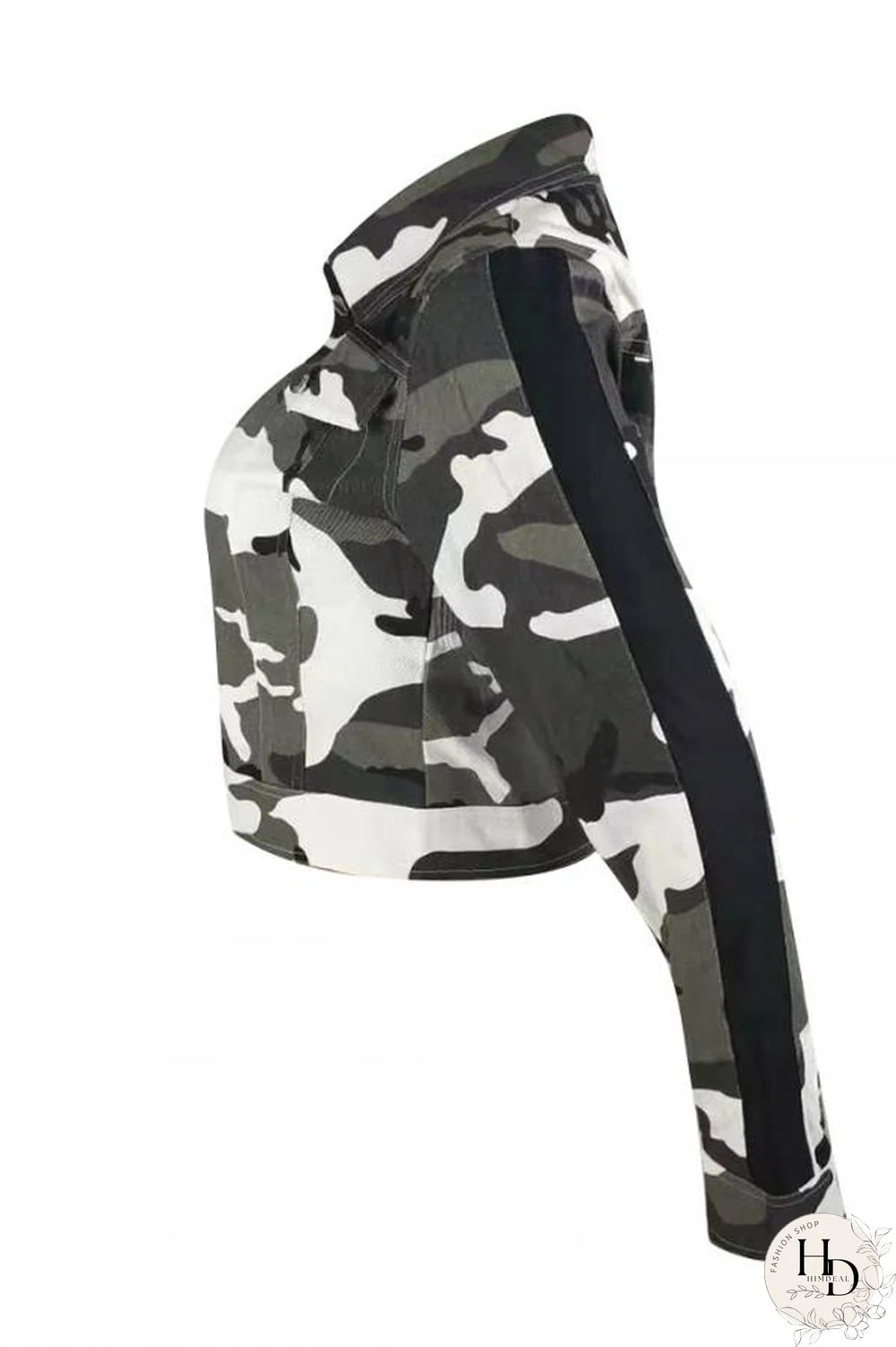 Gold Turndown Collar Camouflage Patchwork The cowboy Others Long Sleeve Denim jacket