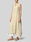 Light weight Cotton Linen Sleeveless Comfort Long Dress