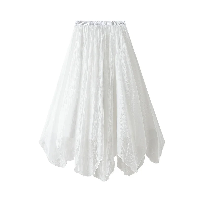 Nigikala Nigikala A Word Half-Dress Woman 2025 New Medium Long Gentle Fairy Yarn Skirt Wave Hem 2139