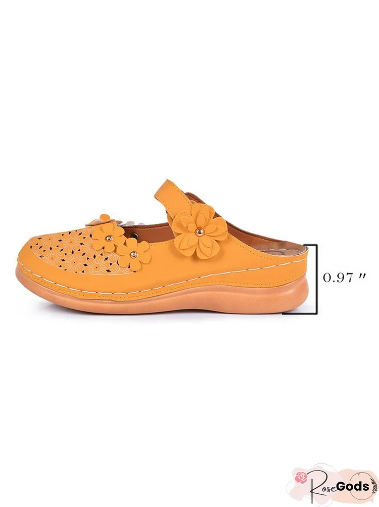 Retro Three-Dimensional Flower Decoration Hollow Slipper