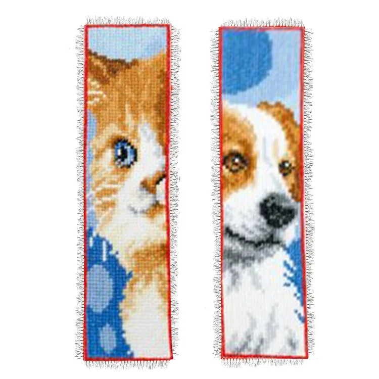 Cat & Dog 14CT 18*6CM Double Sided Counted Cross Stitch Bookmark