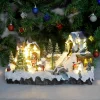 New Christmas Glowing Music Snow Scene House Window Home Christmas Ornaments Decorations