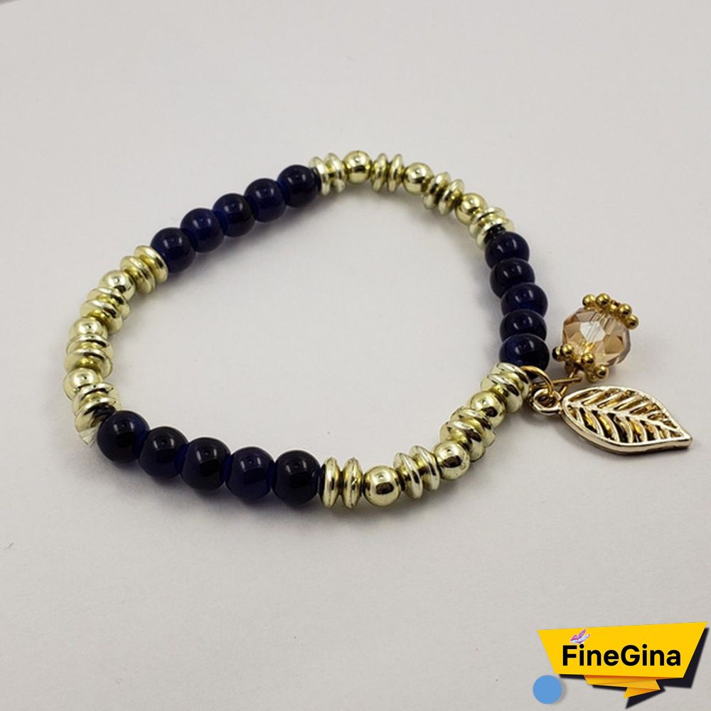 4pcs/set Multilayer Crystal Beads Leave Tassel Bracelets Women Bangles Jewelry