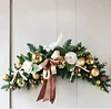 60CM Christmas Decoration Ox Horn Hanging Flower Wreath