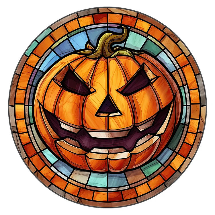 12pcs/Set Stained Glass Halloween - Full Round - Diamond Painting (30*30cm)