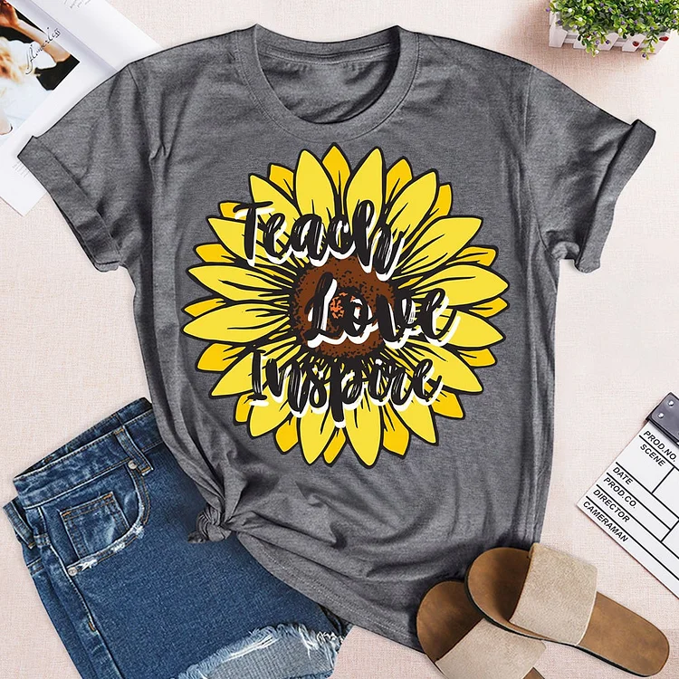 Sunflower Teach Love Inspire T-Shirt-05145