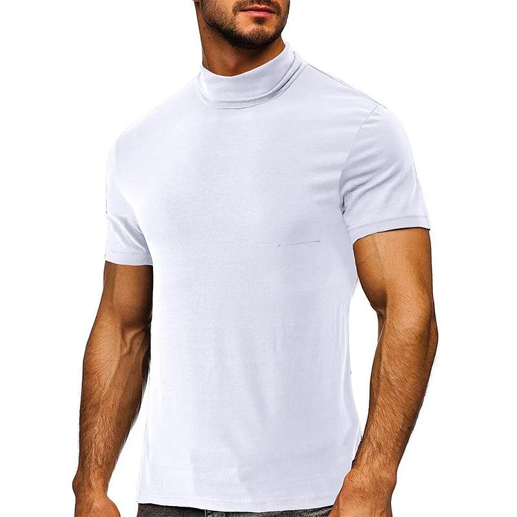 Men's Solid Color High Collar T-shirt 53081692X
