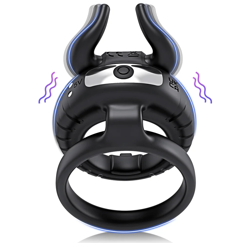 Bullfighting Double Rings Vibrating Penis Ring For Couples - Rose Toy