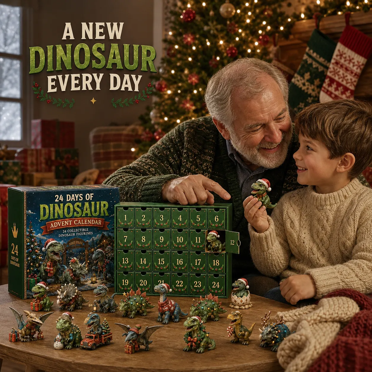 Dinosaur Christmas countdown calendar