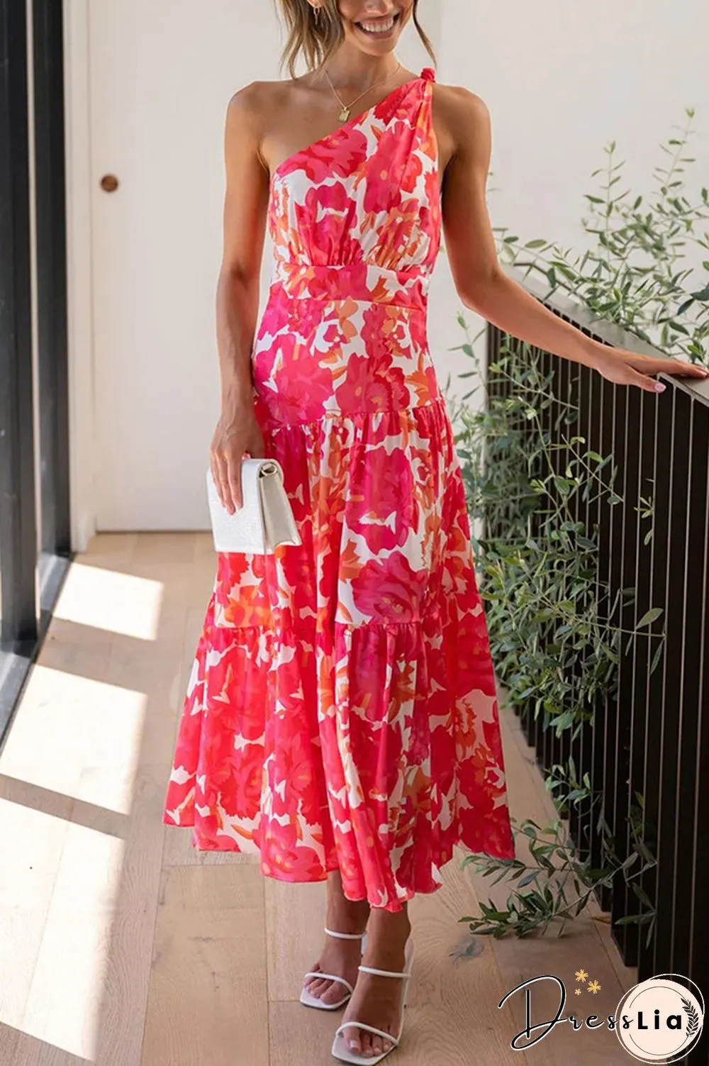 Floral Strapless Backless Midi Dress