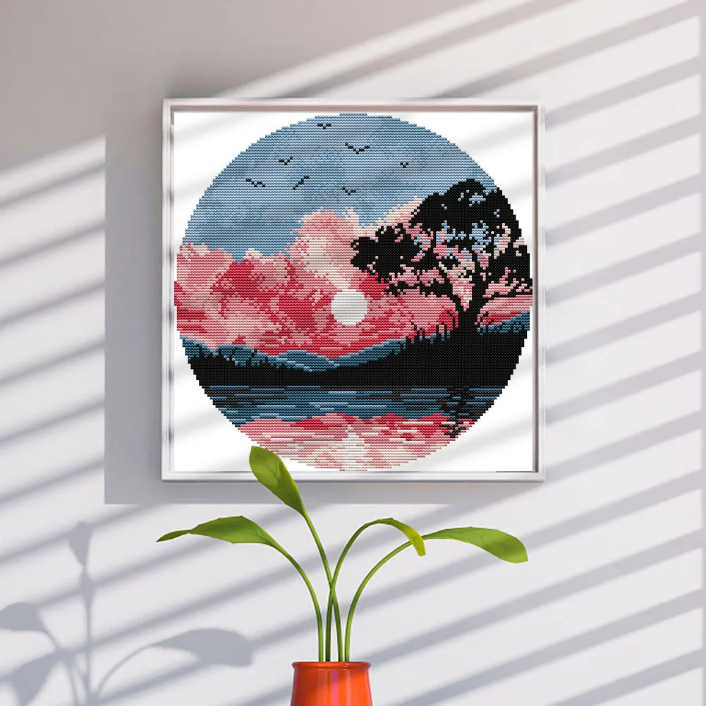 14CT Partial Printed Cross Stitch - Sunset(31*31cm)