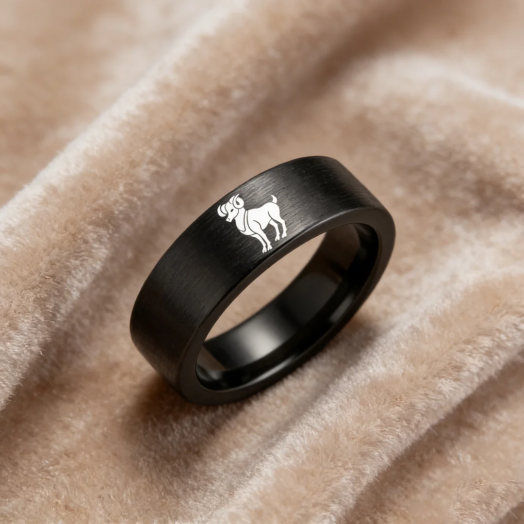 Flat Aries Tungsten Wedding Bands Tungsten Rings Black Comfort fit for Women or Men 4MM 6MM 8MM