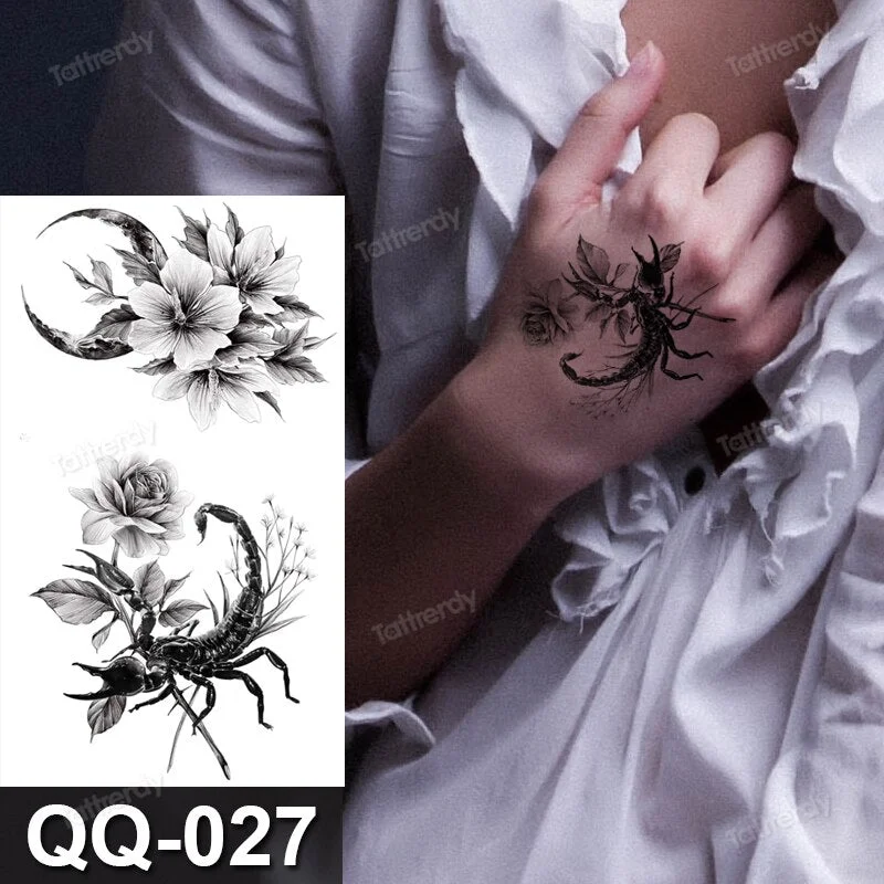 Waterproof Temporary Tattoo Sticker Tiger Lion King Compass Pattern Fake Tatto Flash Tatoo Small Body Art for Kids Women Men