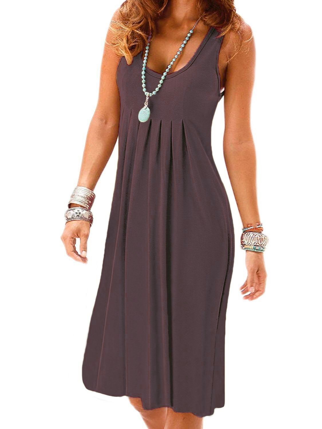 Women Plus Size Round-neck Sleeveless Dress Casual Summer Short Dress