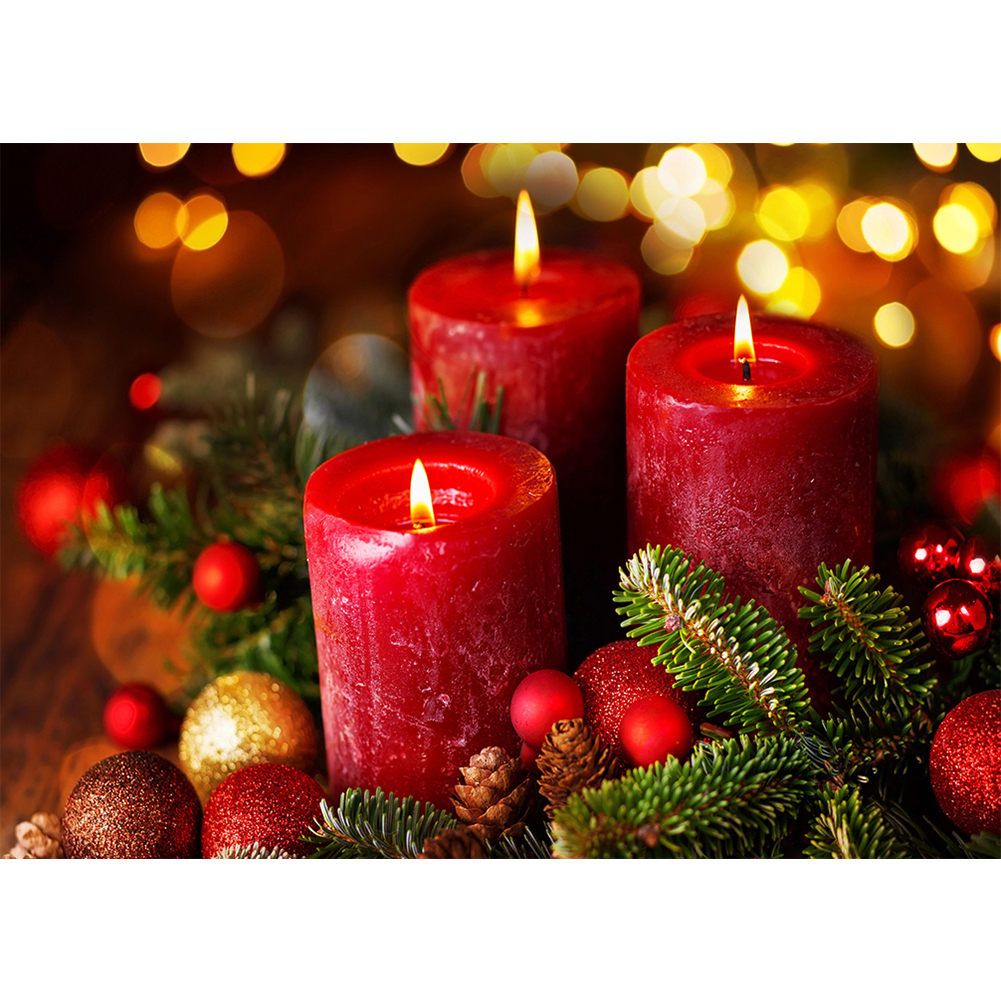 

Xmas Red Candle - Round Drill Diamond Painting - 40*30CM, 501 Original