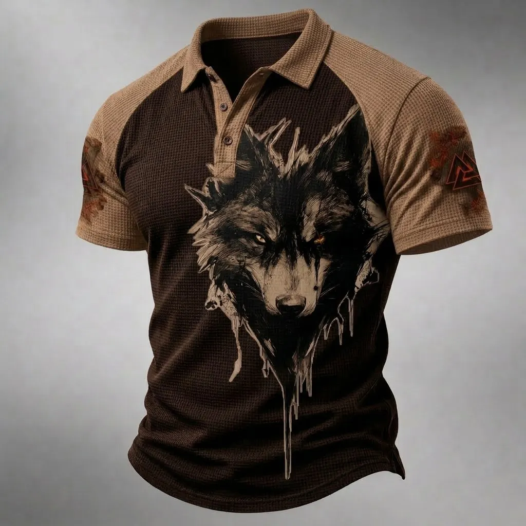 Norse Mythology Viking-Print Men's Casual Top