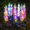 4Pcs Outdoor Solar Garden Lights Waterproof Led Violet Flower Shape Stake Light Reusable Violet Gardening Stake Lighting for Courtyard Landscape Lawn Light