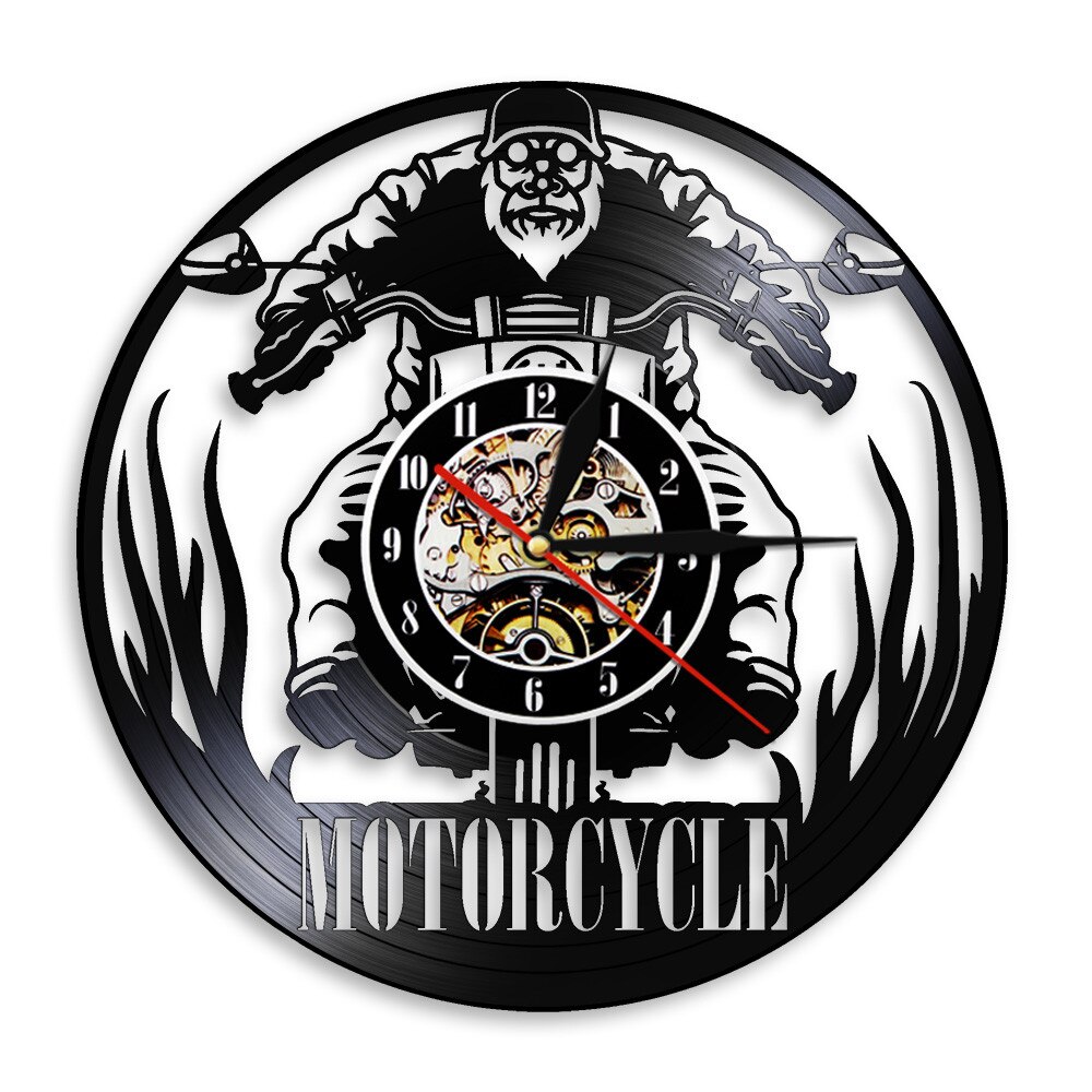 

Motorcycles Skull Rider Wal - Vinyl Record Wall Clock - Without LED, 501 Original