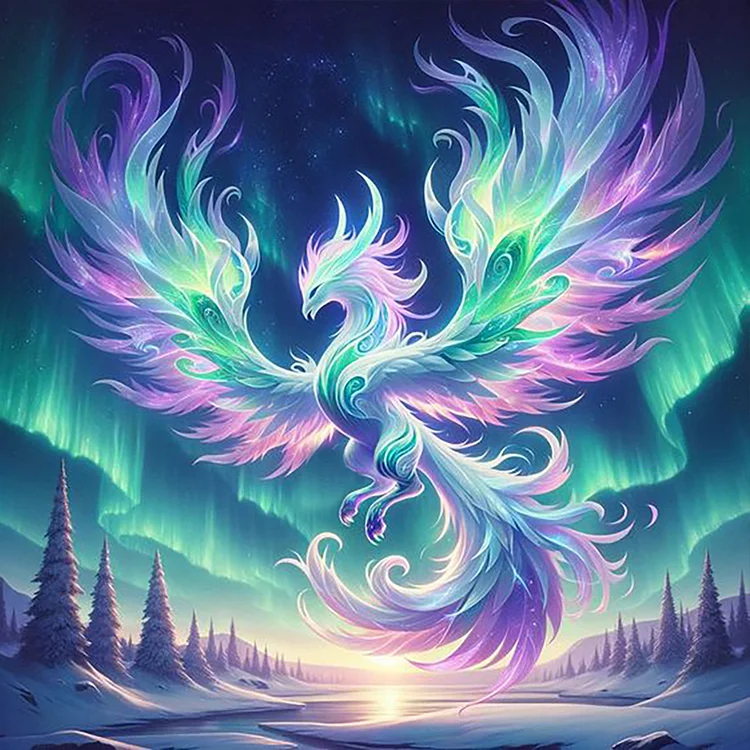 Phoenix Under The Aurora 30*30CM (Canvas) Full Round Drill Diamond Painting gbfke