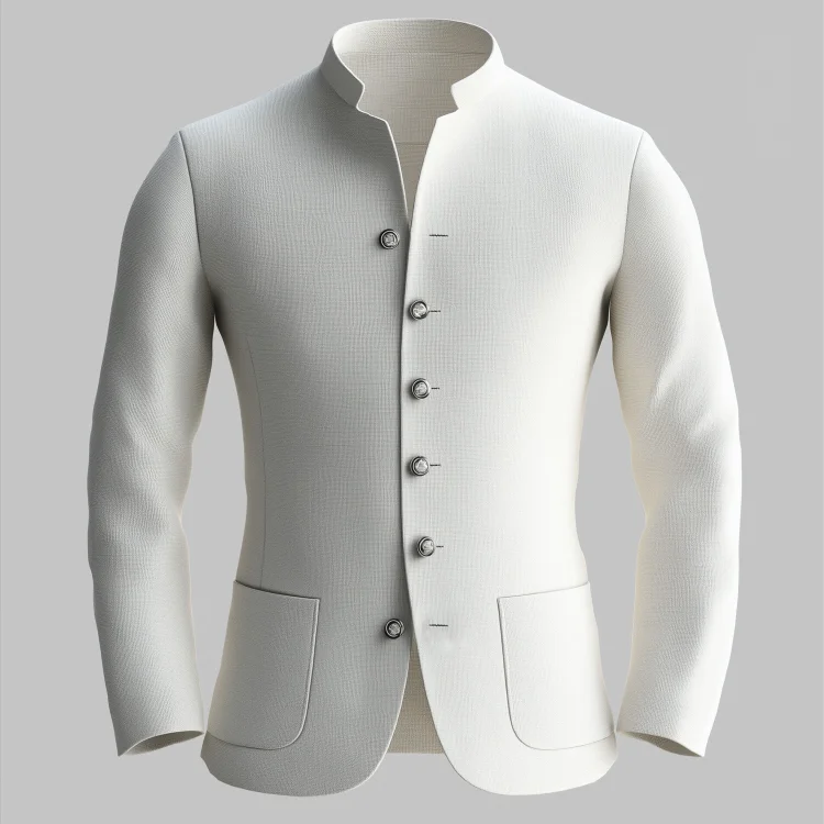 Men's Stand Collar Long Sleeve Single Breasted Patch Pocket Jacket