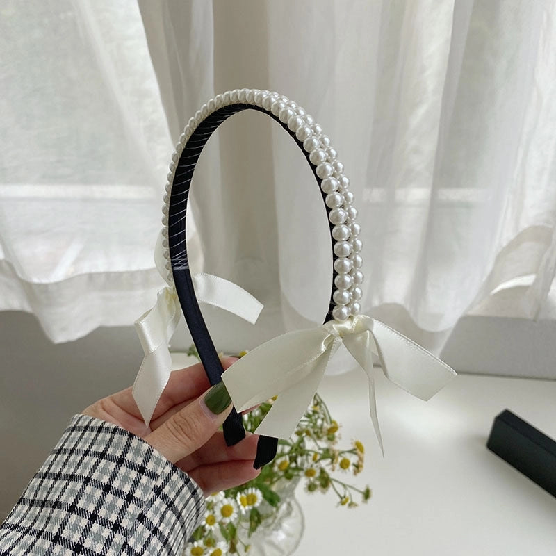 Women’s Fashion C Shape Cloth Handmade Artificial Pearls Rhinestones Hair Band