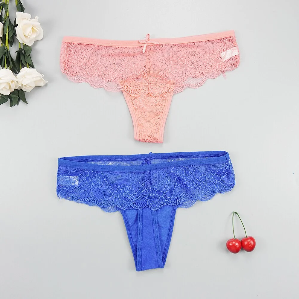 Billionm Lace Thongs Panties Women Sexy Underwear Transparent Seamless Tangas Cotton Low Rise Underpants G-Strings