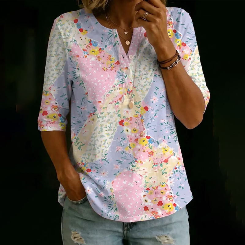 Women's Floral Pattern Art Print Casual Shirt wearshes