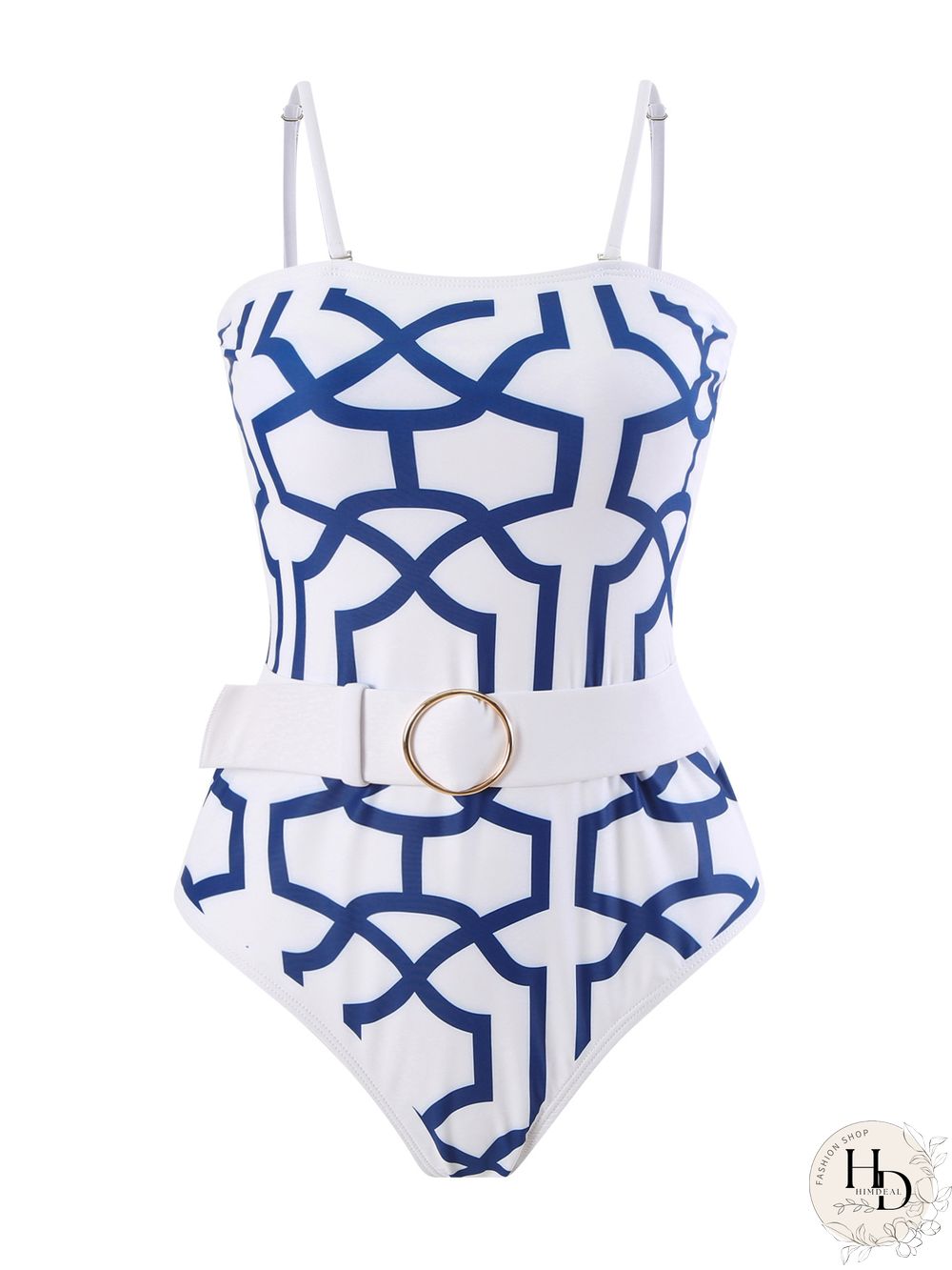 Abstract Line Print Swimsuit