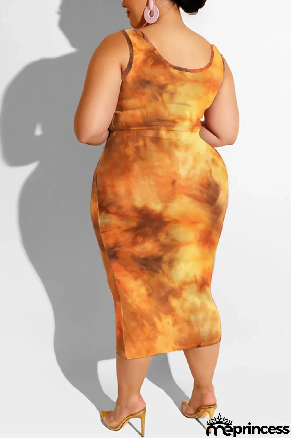 purple Polyester Sexy Slip Print Belt Tie Dye Plus Size