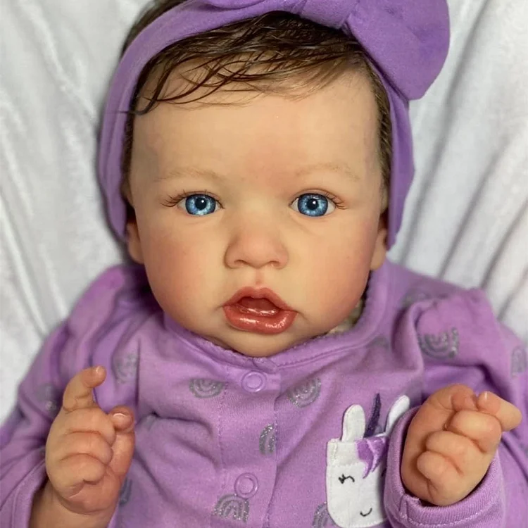  20" Reborn Toddler Baby Doll Girl Lara with Smooth Brown Hair and Shining Blue Eyes,Posable&Bendable for Photographing - Reborndollsshop®-Reborndollsshop®