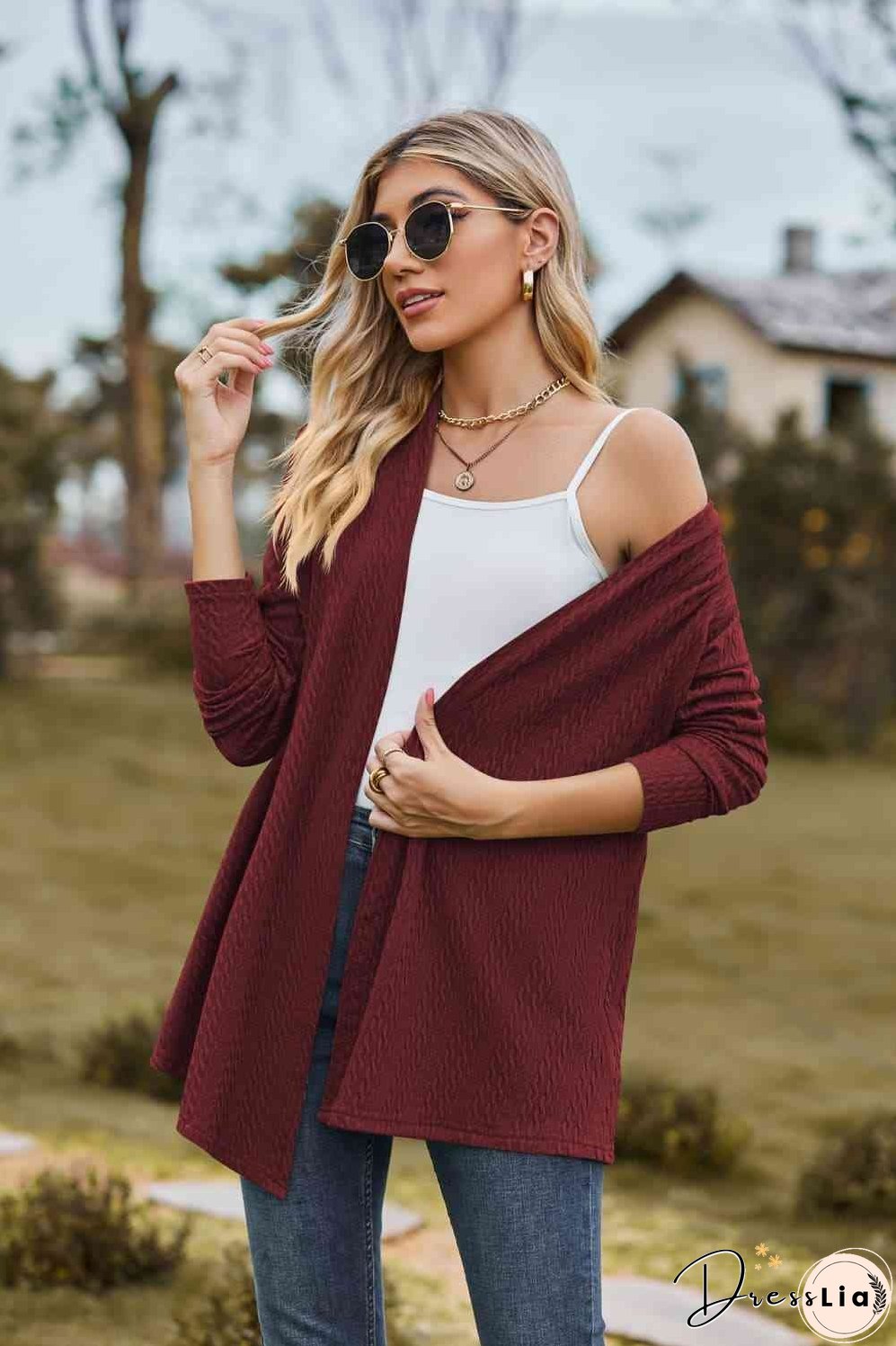 Open Front Long Sleeve Cardigan
