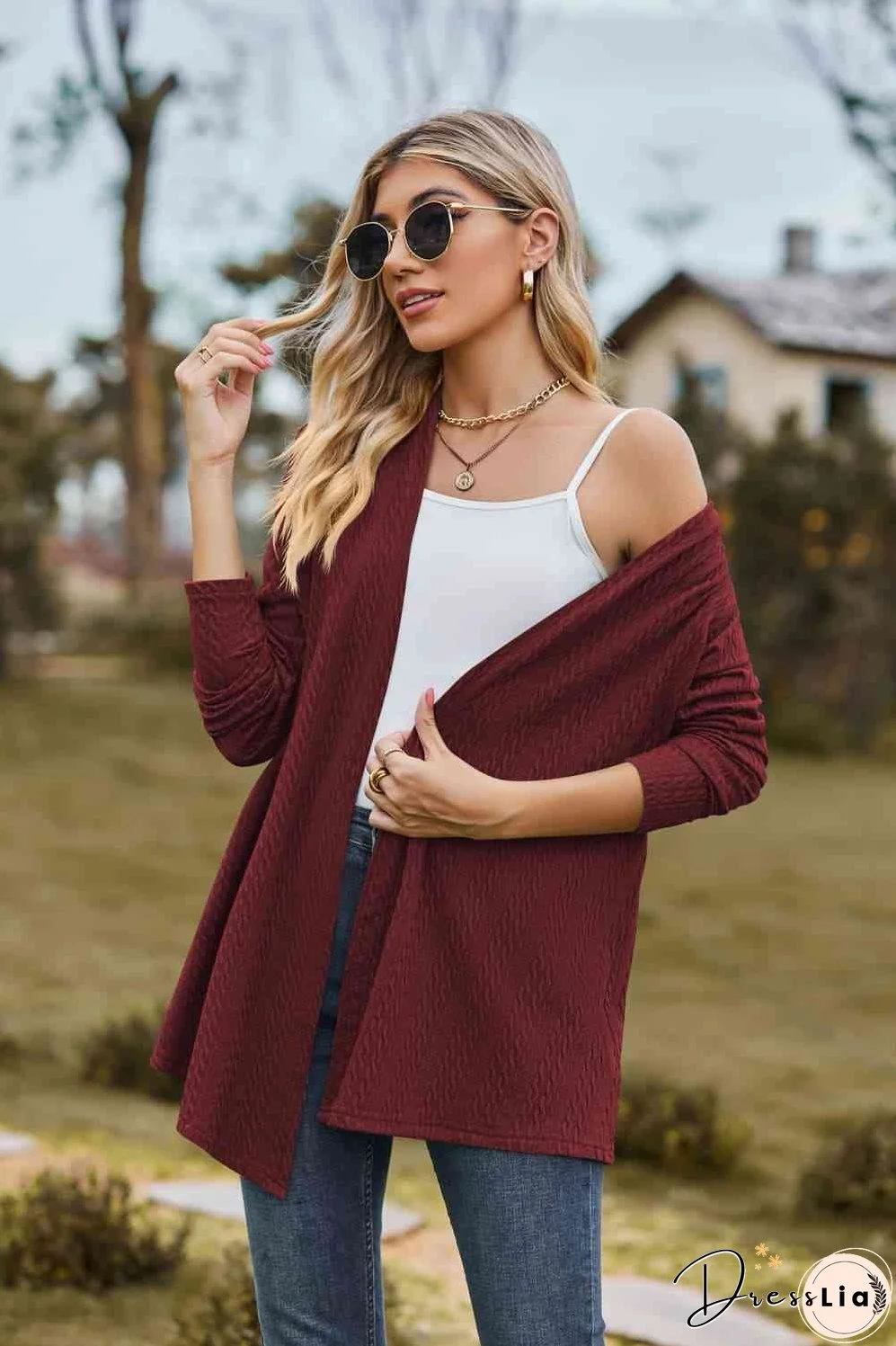 Open Front Long Sleeve Cardigan