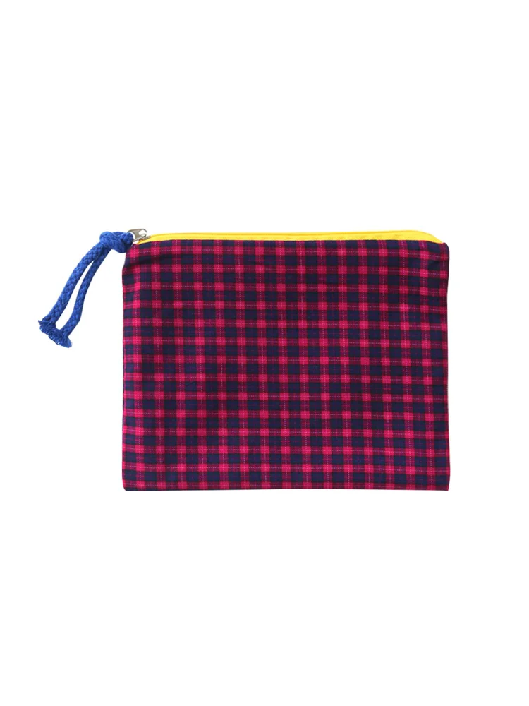 Fashion Women Plaid Printing Small Handbags Cosmetic Storage Bags (Red)