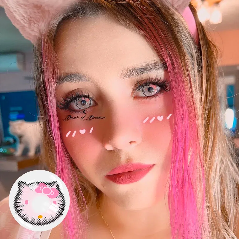 Hello Kitty Pink Yearly Cosplay Contact Lenses