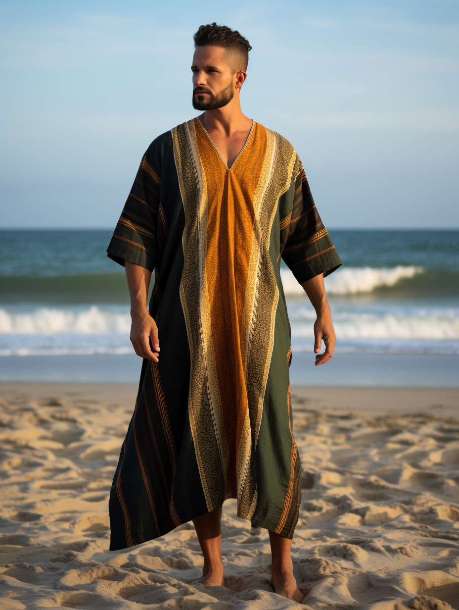 Men's Ethnic V-neck Long Kaftan