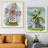 4pcs Cross Stitch - 14CT Stamped - Four Seasons Windmill (27*31cm)、[Everydayedeals]