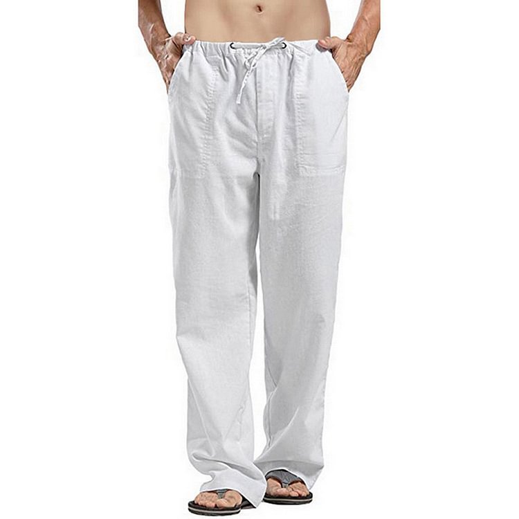 Plain Pocket Mid Waist Men's Casual Pants