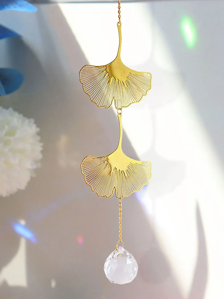Crystal Windchime Lotus Ginkgo Four Leaf Dream Catchers Windbell Home Decor